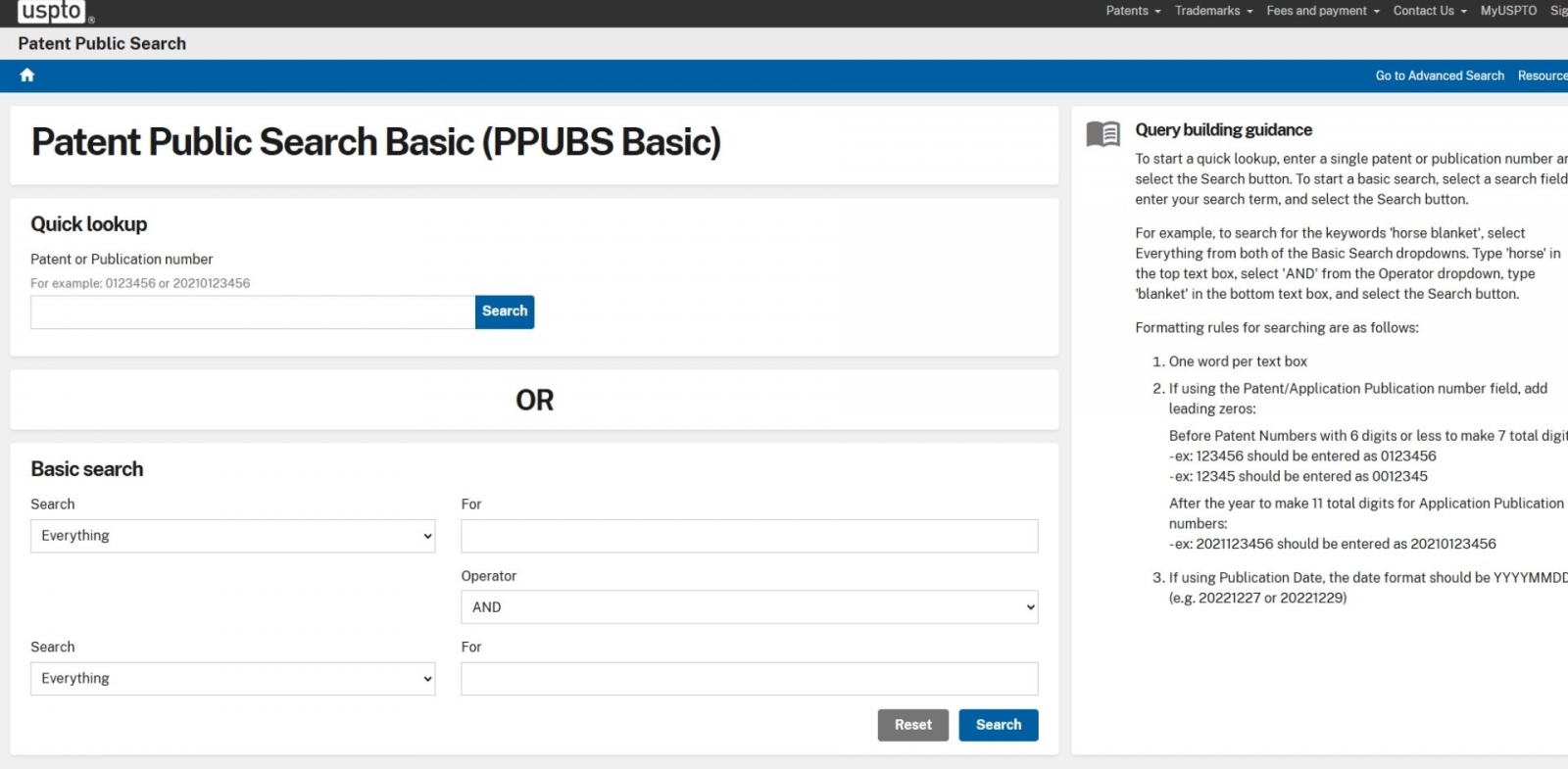 步驟三：進入 Patent Public Search Basic (PPUBS Basic)